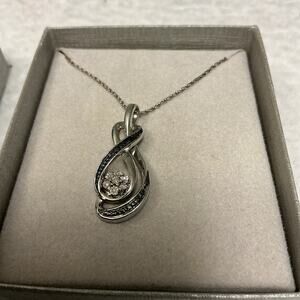 Zales Sterling Silver Diamond Accent 7 Stone Infinity Pendant Necklace, 18" 3601